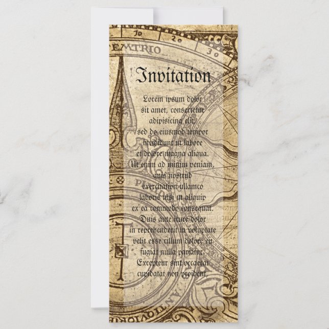 Invitación Rosa de brújula antigua (Anverso)