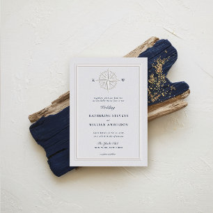 Invitación Rosa de brújula Náutica Boda formal costero