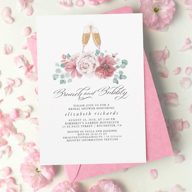 Invitación Rosa de brunch y bubbly Dusty ducha de novia (Subido por el creador)