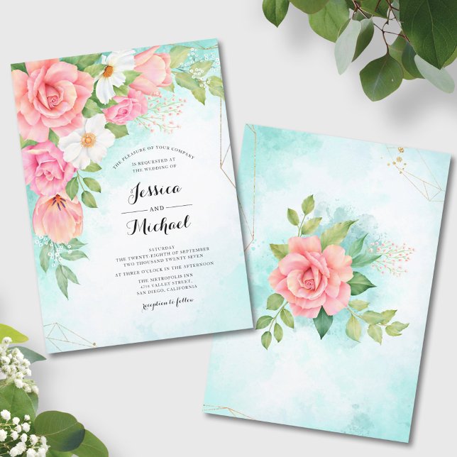 Invitación Rosa de buquet rosa floral Tulip Anemone Boda (Subido por el creador)