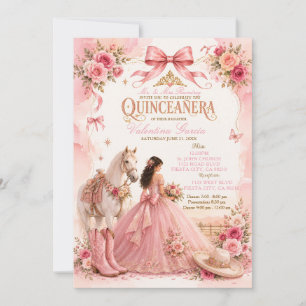 Invitación Rosa de Caballo Occidental Charra Quinc