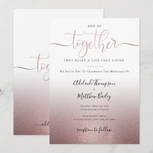 Invitación Rosa de caligrafía de oro guión cita elegante matr