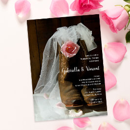 Invitación Rosa de campo Cowboy bota cena de ensayo occidenta