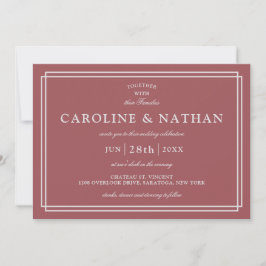 Invitación Rosa de canela Clásico Simple Elegante Boda de cua