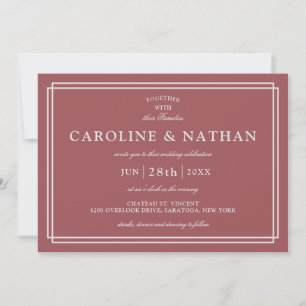 Invitación Rosa de canela Clásico Simple Elegante Boda de cua