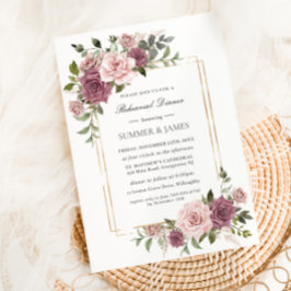 Invitación Rosa de canela Rubor Floral Boho Ensayo Cena