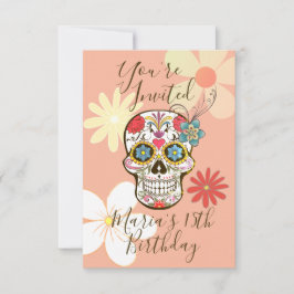 Invitación Rosa de cáscara blanda de azúcar floral hippy