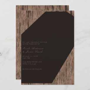 Invitación Rosa de chocolate rústico Madera elegante moderna