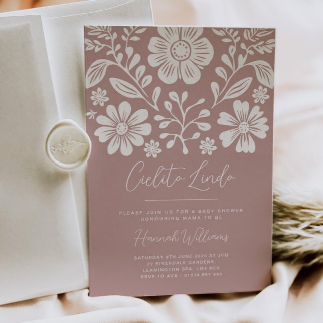 Invitación rosa de Cielito Lindo Baby Shower (Subido por el creador)