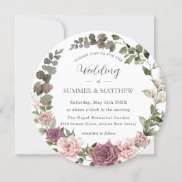 Invitación Rosa de Cinnamon Rubor Floral Greenery Boho Boda