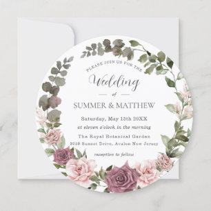 Invitación Rosa de Cinnamon Rubor Floral Greenery Boho Boda