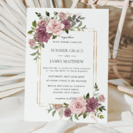Invitación Rosa de Cinnamon Rubor Floral Greenery Boho Boda
