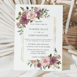 Invitación Rosa de Cinnamon Rubor Floral Greenery Boho Boda