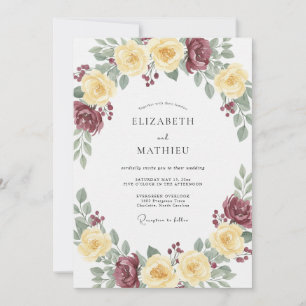 Invitación Rosa de Ciruela Mantequilla Boda