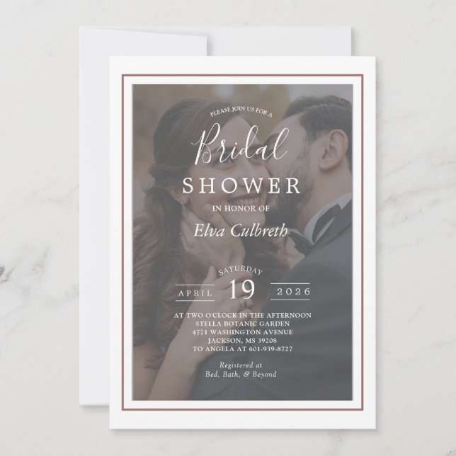 Invitación Rosa de cobre moderno elegante foto ducha de novia (Anverso)