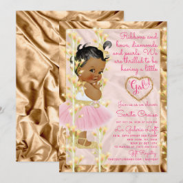 Invitación Rosa de cobre y niña Baby Shower del oro