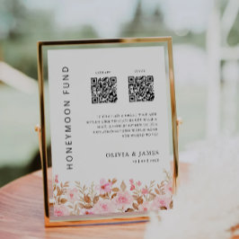 Invitación Rosa de código QR del Fondo de luna de miel, Boda