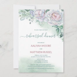 Invitación Rosa de color de agua delgada ensayar cena