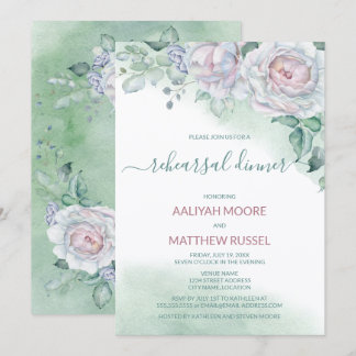 Invitación Rosa de color de agua delgada ensayar cena