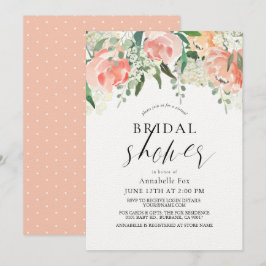 Invitación Rosa de color de agua Peach Virtual Floral Bridal