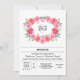 Invitación Rosa de color floral romántico