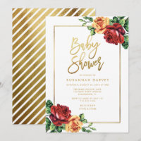 Rosa de color rojo amarillo dorado Baby Shower