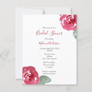 Invitación Rosa de color rosa rosado rojo pintado a mano