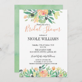 Invitación Rosa de color verde RÚSTICO peonía rosa Ducha de n