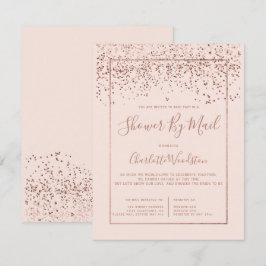 Invitación Rosa de confeti dorado ducha de novia por correo