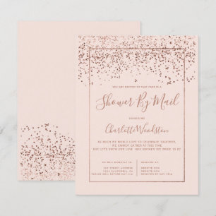 Invitación Rosa de confeti dorado ducha de novia por correo