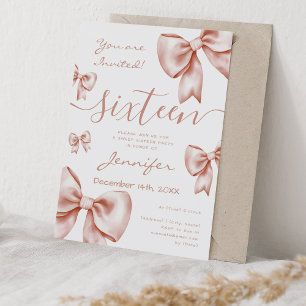 Invitación Rosa de Coquette de lujo de 16 Fiestas