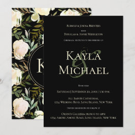 Invitación Rosa de crema Boda de monograma