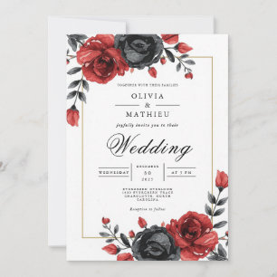 Invitación Rosa de Crimson Profundo Boda Botánico