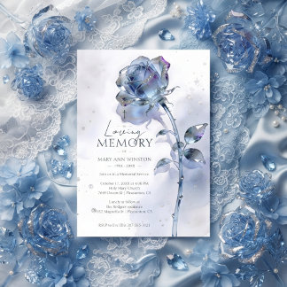 Invitación Rosa de cristal azul refinada Foto conmemorativa A