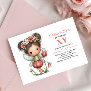Invitación rosa de cumpleaños de niña hada de cuen
