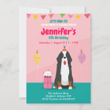 Invitación rosa de cumpleaños de perro pimienta, e