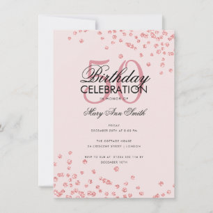 Invitación Rosa de Cumpleaños de Presupuesto Oro Purpurina de