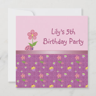 Invitación rosa de cumpleaños número 5 de Mariquit