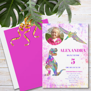 Invitación rosa de cumpleaños número 5 de niñas T