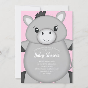Invitación Rosa de Donkey Baby Shower