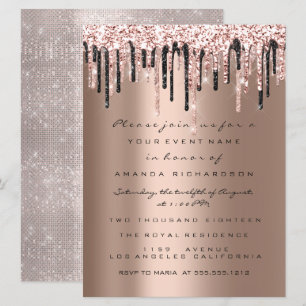Invitación Rosa de Drips Cumpleaños Ducha de novia Dulce 16 C