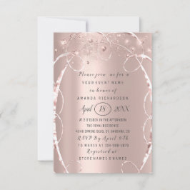 Invitación Rosa de ducha de novia Confetti de oro Dulce 16