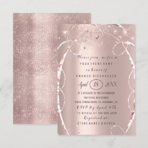 Invitación Rosa de ducha de novia Confetti de oro Dulce 16