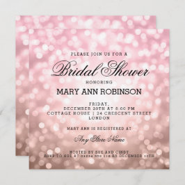 Invitación Rosa de ducha de novia Luces de Purpurina rosa Rub