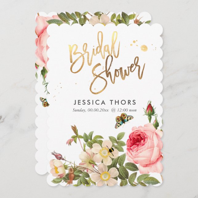 Invitación Rosa de ducha de novia PixDezines Jardín/Jardín de (Anverso / Reverso)