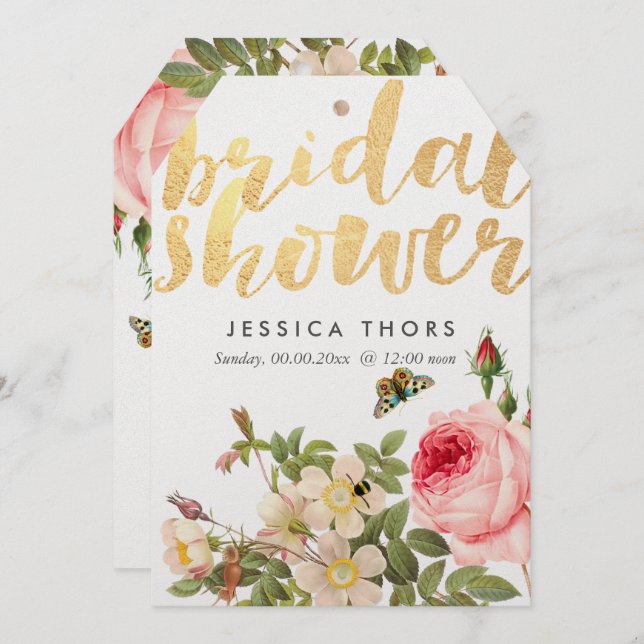 Invitación Rosa de ducha de novia PixDezines Jardín/Jardín de (Anverso / Reverso)