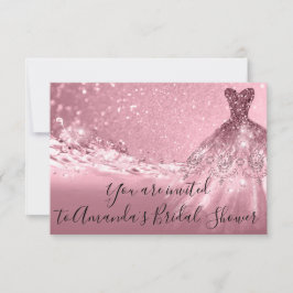 Invitación Rosa de ducha de novia vestido rosa Purpurina Océa