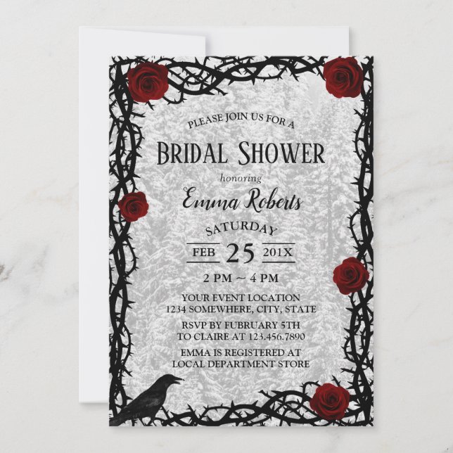 Invitación Rosa de ducha de novia y cuento de hadas de nevada (Anverso)
