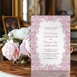 Invitación Rosa de Dusty Floral Botánica Rubor Boda de Borgoñ