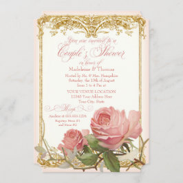 Invitación Rosa de época parisino Ducha de pareja